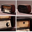 Spiaty Synthetic Resin Vintage Decorative Radio Model for Home Living Room Decorations, Retro Style Table Ornament, Brown Wooden Design