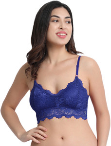 Spiaty Women Bralette Lightly Padded Bra Blue