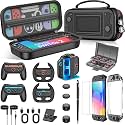 Spican Switch 2 Accessories Bundle 17-in-1, Switch 2 Carrying Case, Joypad Charger, Screen Protectors, Steering Wheel, Joypad Grip &amp; More for Nintendo Switch 2