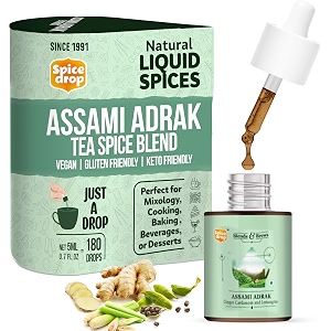 spice drop assami adrak chai masala extract  contains cardamom ginger amp lemongrass  flavors 180 cups  5ml equals 125 grams of powder  no preservative  1 drop per cup  tea masala drops
