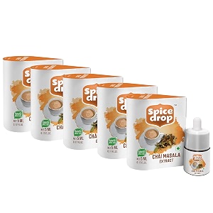 spice drop chai masala extract - tea masala drops - no preservative - 1 drop per cup - 1 bottle makes 180 cups - combo flavours 900 cups - 5 ml pack of 5 x 180 drops