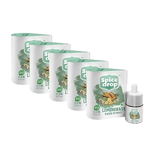 spice drop lemongrass ginger natural extract  for tea soups shakes and beverages  5 ml  pack of 5 x 180 drops