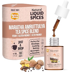 spice drop maratha amruttulya chai masala extract  contains ginger clove amp nutmeg  flavors 180 cups  5ml equals 125 grams of powder  no preservative  1 drop per cup  tea masala drops
