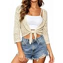 Spicy Sandia Women’s Crochet Shrugs Tie Front Summer Cardigan Lightweight