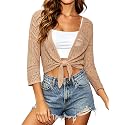 Spicy Sandia Women’s Crochet Shrugs Tie Front Summer Cardigan Lightweight