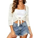 Spicy Sandia Women’s Crochet Shrugs Tie Front Summer Cardigan Lightweight
