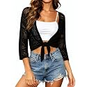 Spicy Sandia Women’s Crochet Shrugs Tie Front Summer Cardigan Lightweight