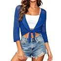 Spicy Sandia Women’s Crochet Shrugs Tie Front Summer Cardigan Lightweight