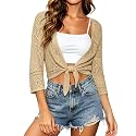 Spicy Sandia Women’s Crochet Shrugs Tie Front Summer Cardigan Lightweight