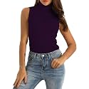 Spicy Sandia Women’s Ribbed Knit Sleeveless Turtleneck Tops