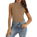 Spicy Sandia Women’s Ribbed Knit Sleeveless Turtleneck Tops