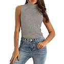 Spicy Sandia Women’s Ribbed Knit Sleeveless Turtleneck Tops