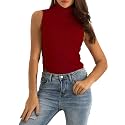 Spicy Sandia Women’s Ribbed Knit Sleeveless Turtleneck Tops