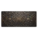 Spider Web Golden Extended Gaming Mouse Pad, with Stitched Edges Large Mouse Pad Desk Protector, Rubber Base Mousepad Keyboard Mouses Mat for Work Game Office Home- 32" X 12" Inch