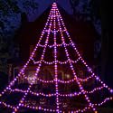Spider Web Lights for Halloween Decorations Outdoor - 616 LEDs, 8 Lighting Modes, 16.4 Ft Light Up Giant Web (Purple &amp; Orange)