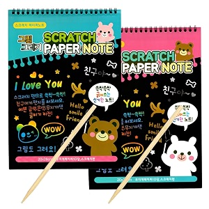 2 books 20 pages10x2 big size creative unique rainbow magic colorful mandala art craft drawing scribble fun activity black scratch paper note book edu toys kids adults birthday return gifts restaurant hotel cafe memo menu pad with bamboo stick