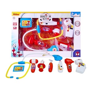 spider-man doctor kit for kids - 8-piece marvel medical playset with electronic stethoscopelights amp heartbeat sounds-educational pretend play roleplay toy for toddlers and children ages 3