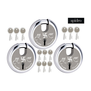 spidro subh labh 77mm shutter lock set of 3 heavy duty anti theft lock wheel lock