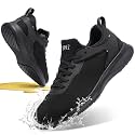 SPIEZ Non Slip Work Shoes Men, SRC Slip-Resistant Certified Waterproof Food Service Shoes, Slip-On Breathable Lightweight Fashion Sneakers for Kitchen Restaurant Black US 7.5-12