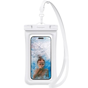 spigen floating waterproof phone pouch 1 pack - aqua blue