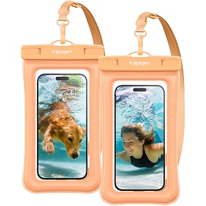 spigen floating waterproof mobile pouch for iphone samsung galaxy google pixel and all other smartphones up to 82 inches mobile waterproof case pouch ipx8 certified pack of 2 a610 - aqua blue