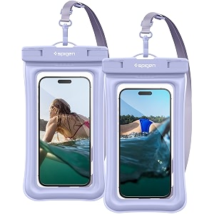 spigen floating waterproof mobile pouch for iphone samsung galaxy google pixel and all other smartphones up to 82 inches mobile waterproof case pouch ipx8 certified pack of 2 a610 - aqua blue