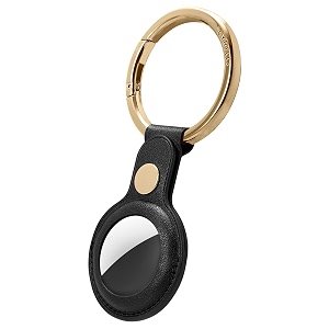 spigen cyrill basic leather for gps tag 2021 case cover faux leather holder with key ring - black