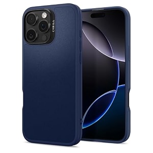 spigen cyrill kajuk mag  iphone 16 pro case  blue iphone 16 pro back cover  faux leathertpupc - navy
