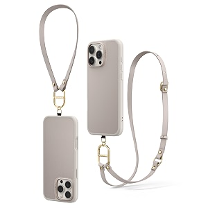 spigen cyrill kajuk mag  iphone 16 pro max case  crossbody lanyard strap beige iphone 16 pro max back cover  faux leathertpupc - classic charm cream