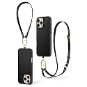 Spigen Cyrill Kajuk Mag | iPhone 16 Pro Case | Crossbody Lanyard Strap iPhone 16 Pro Back Cover | Faux Leather+TPU+PC - Classic Charm Black
