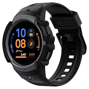 spigen rugged armor pro for samsung galaxy watch fe 40mm case with strap band watch 54 40mm case with strap band - black