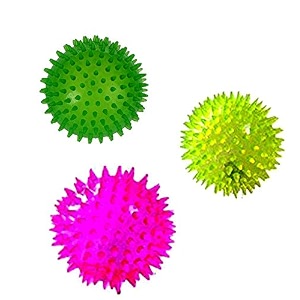 spike large ball with led flash light amp sound ball manual massager for arthritis - pack of 3 mix color