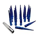 Spike Lug Nuts 1/2"-20, Hunting Horse 24 Pack 6 Inch Conical Seat Closed End One Piece Design Wheel Lug Nuts, Blue