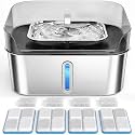 No Spill Dog Water Fountain Stainless Steel, Large 8L/2.1Gal with 4 Filters