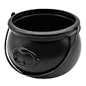 SpinLaLa 8" Plastic Black Cauldron Kettle Halloween Candy Bowl, Large Witch Cauldron Pot Bucket for Halloween Decorations Trick or Treat Party Supplies