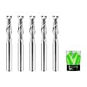 Spiral Upcut Router Bit 1/4 Inch Shank 1/4 Inch Cutting Dia. 1'' CL. Extra Long 2-1/2'' OVL. Solid Carbide Up Cut 1/4 CNC Router Bits, Ideal for Wood Inlay, Plunge Plastic 5PCS