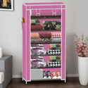SPIRITED 1 Door 6 Shelf Solid PP Collapsible Wardrobe (Finish Color - A6 Pink, DIY(Do-It-Yourself))