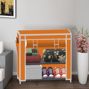 spirited 2 layer solid pp collapsible wardrobe finish color - a2 orange diydo-it-yourself