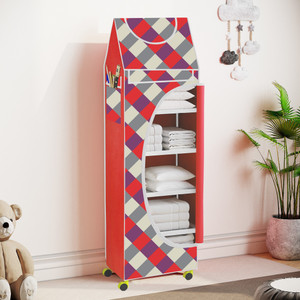 spirited 6 cabinet baby almirah kids wardrobe folding almirahwith wheels carbon steel collapsible wardrobe finish color - diamond wall digital print diydo-it-yourself