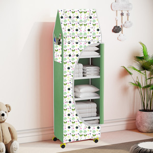 spirited 6 cabinet baby almirah kids wardrobe folding almirahwith wheels carbon steel collapsible wardrobe finish color - butterfly digital print diydo-it-yourself