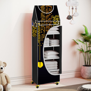 spirited 6 cabinet baby almirah kids wardrobe folding almirahwith wheels carbon steel collapsible wardrobe finish color - premium building digital print diydo-it-yourself