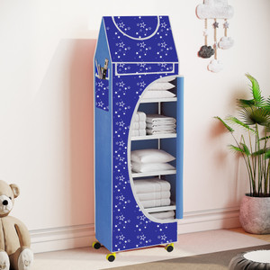 spirited 6 cabinet baby almirah kids wardrobe folding almirahwith wheels carbon steel collapsible wardrobe finish color - christmas digital print diydo-it-yourself