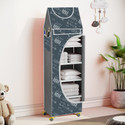 SPIRITED 6 Cabinet Baby Almirah, Kids Wardrobe, Folding Almirah,With Wheels Carbon Steel Collapsible Wardrobe (Finish Color - House cartoon Digital Print, DIY(Do-It-Yourself))