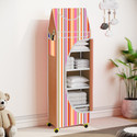 SPIRITED 6 Cabinet Baby Almirah, Kids Wardrobe, Folding Almirah,With Wheels Carbon Steel Collapsible Wardrobe (Finish Color - Orange Strip Digital Print, DIY(Do-It-Yourself))