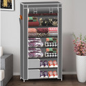 SPIRITED 7 Layer Cloth Organizer PP Collapsible Wardrobe (Finish Color - A7 Grey, DIY(Do-It-Yourself))