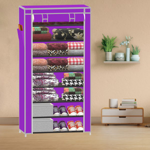 spirited 8 shelf multipurpose use pp collapsible wardrobe finish color - a8 purple diydo-it-yourself