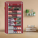 SPIRITED 8 Shelf Multipurpose Use PP Collapsible Wardrobe (Finish Color - A8 Maroon, DIY(Do-It-Yourself))