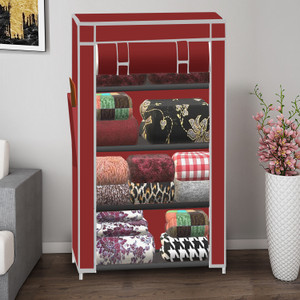 spirited a4 unique color pp collapsible wardrobe finish color - a4 maroon diydo-it-yourself