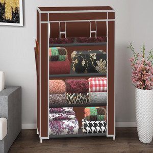spirited a4 unique color pp collapsible wardrobe finish color - a4 brown diydo-it-yourself