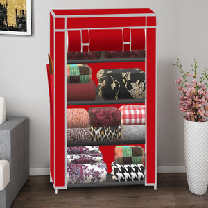 spirited a4 unique color pp collapsible wardrobe finish color - a4 red diydo-it-yourself